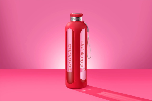 Clear Water glass bottle, Cherry