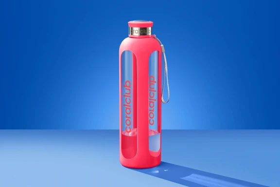 Clear Water glass bottle, Living Coral