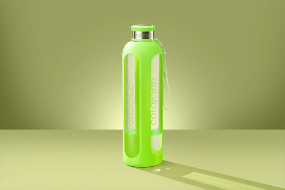 Clear Water glass bottle, Malachite